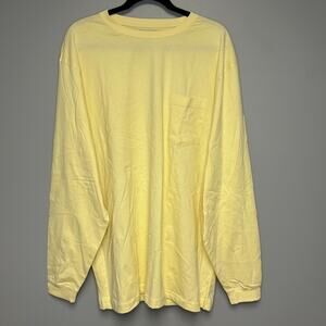 NWOT L.L. Bean Butter Yellow Long Sleeve Pocketed Tee Shirt Mens Sz XL Tall